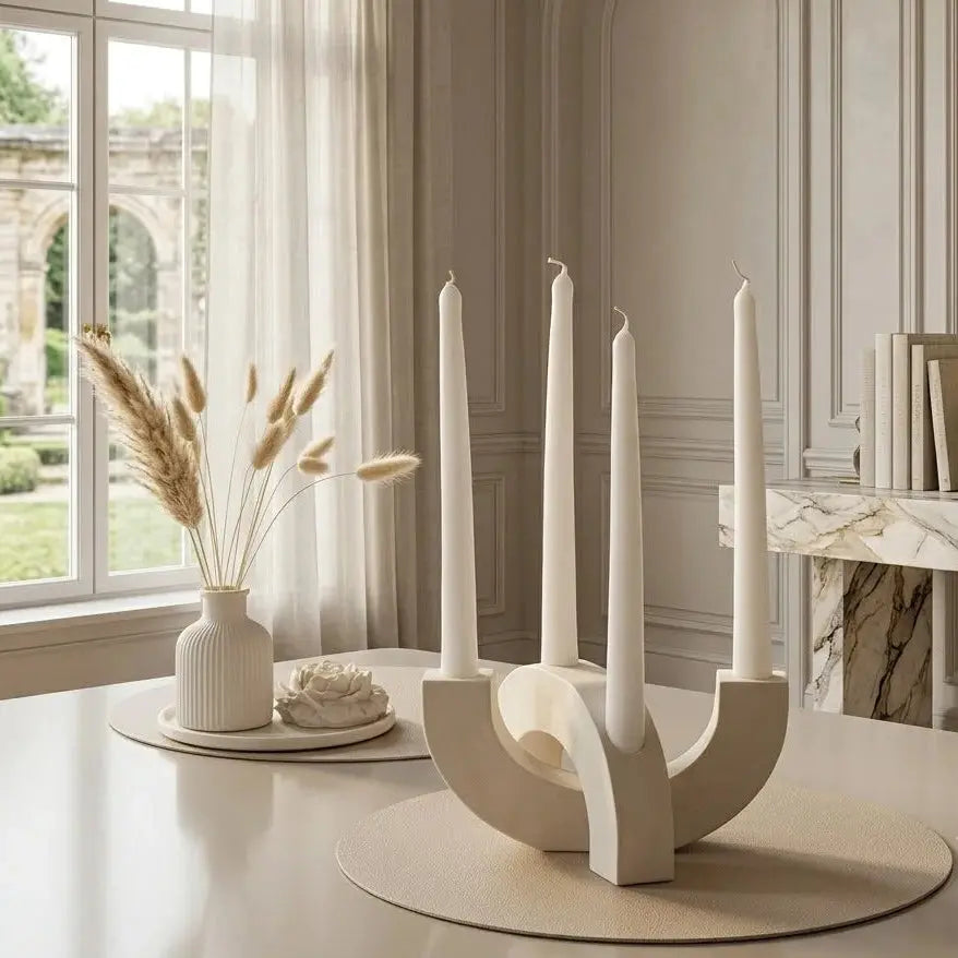 Handcrafted Candlestick Holder for 4 Long Candles | Modern Home Decor Scrollcart Qatar 