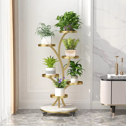 6-Layer Indoor Plant Stand with Movable Wheels Scrollcart Qatar 