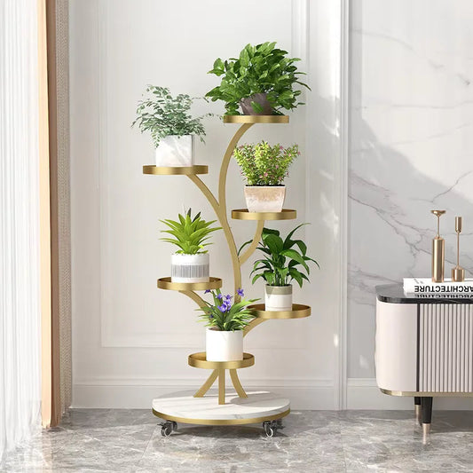 6-Layer Indoor Plant Stand with Movable Wheels Scrollcart Qatar 