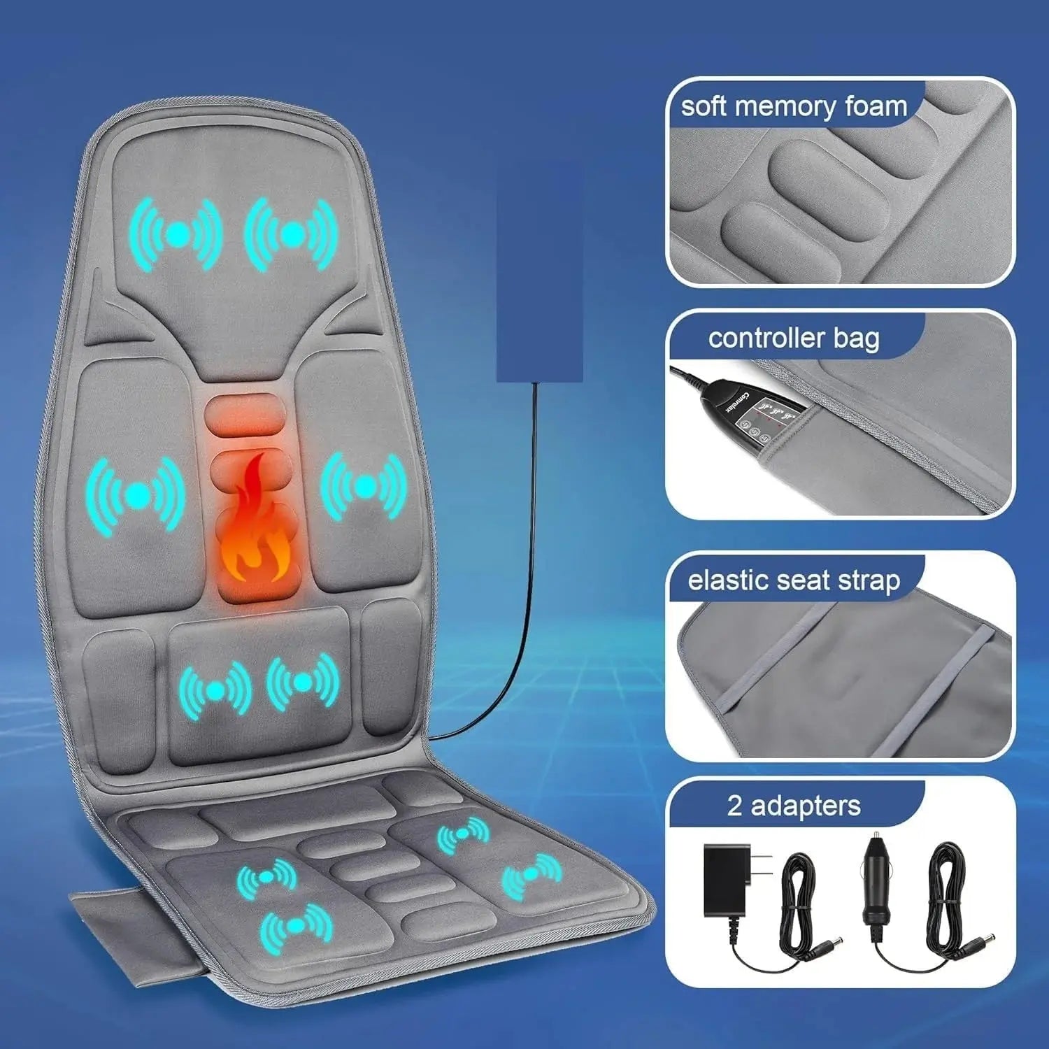 Heated Massage Seat Cushion - Shiatsu Vibration Car & Home Scrollcart Qatar 