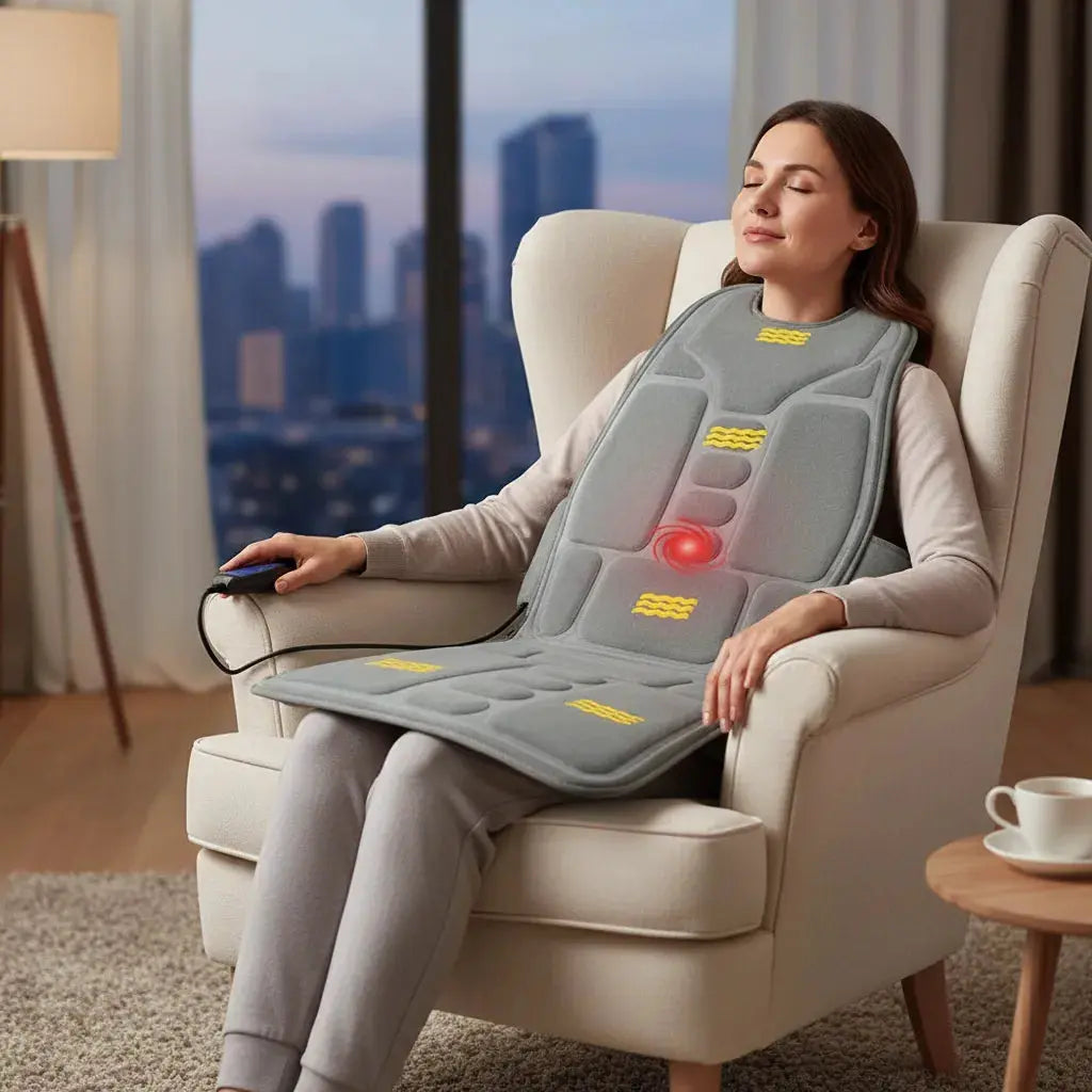 Heated Massage Seat Cushion - Shiatsu Vibration Car & Home Scrollcart Qatar 