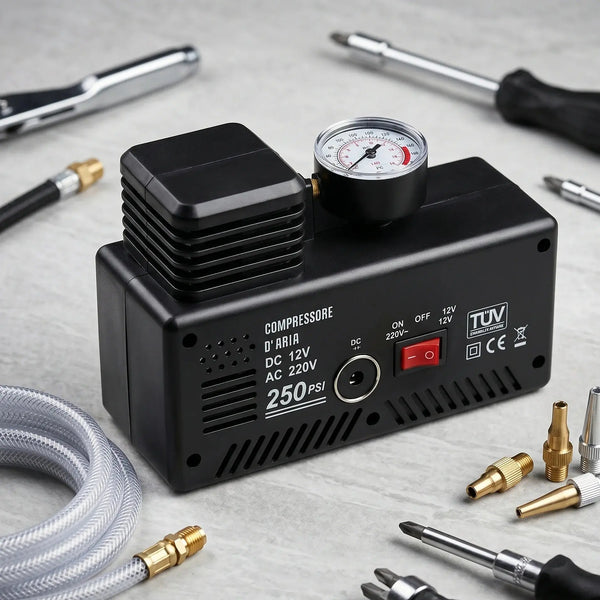 HiMK CM-301 Dual-Power Portable Car Air Compressor & Tire Inflator Scrollcart Qatar 