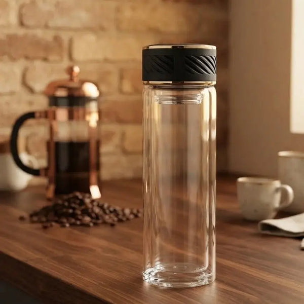 High Borosilicate Glass Water Bottle – Double Wall Infuser Bottle Scrollcart Qatar 