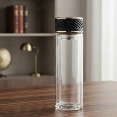 High Borosilicate Glass Water Bottle – Double Wall Infuser Bottle Scrollcart Qatar 