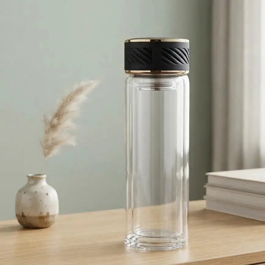 High Borosilicate Glass Water Bottle – Double Wall Infuser Bottle Scrollcart Qatar 