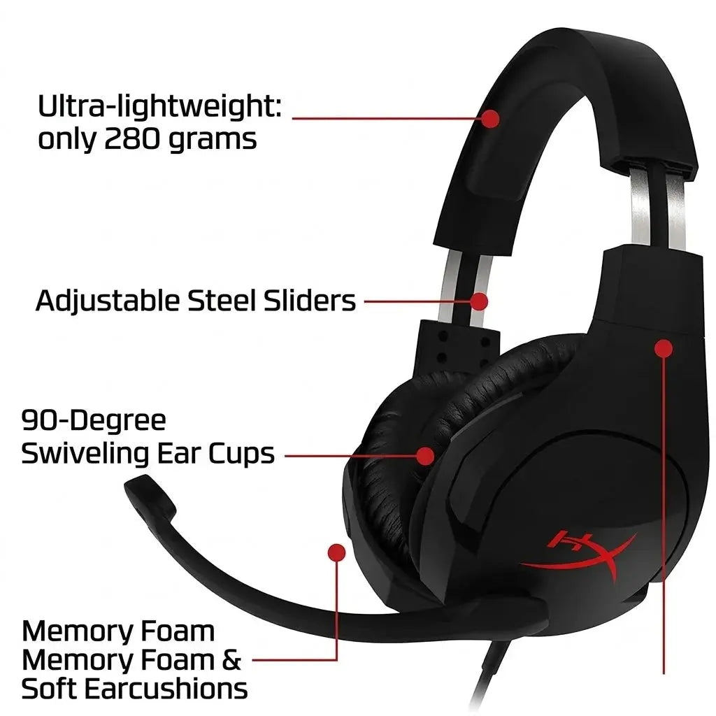 HyperX Cloud Stinger Gaming Headset – 3.5mm, 50mm Drivers, Black Scrollcart Qatar 