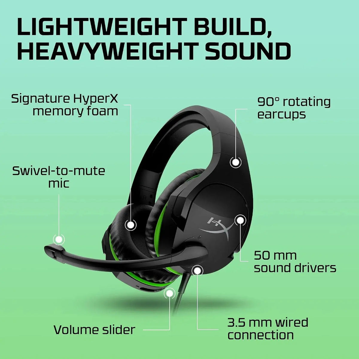 HyperX CloudX Stinger Core Wireless Gaming Headset for Xbox – 40mm, Black Scrollcart Qatar 