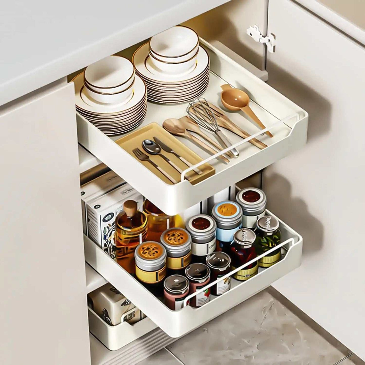 Pull out Kitchen Cabinet Storage Drawer Rack