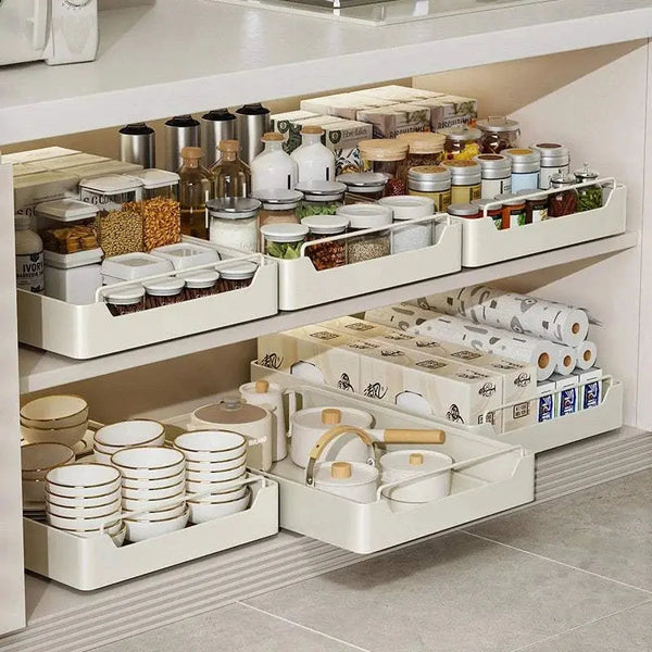 Pull out Kitchen Cabinet Storage Drawer Rack - Scrollcart Qatar