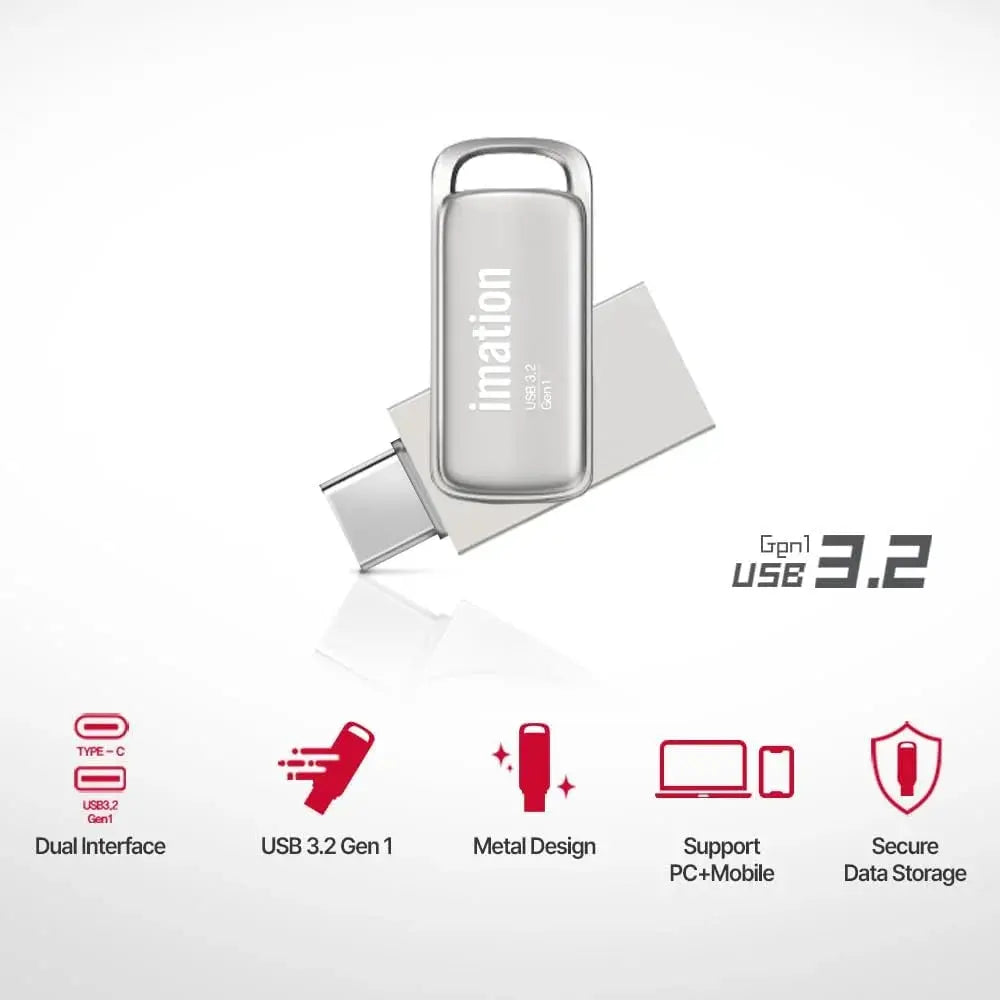 Imation Z1 OTG USB 3.2 Gen 1 Flash Drive – 32GB & 64GB Pearl Nickel Scrollcart Qatar 