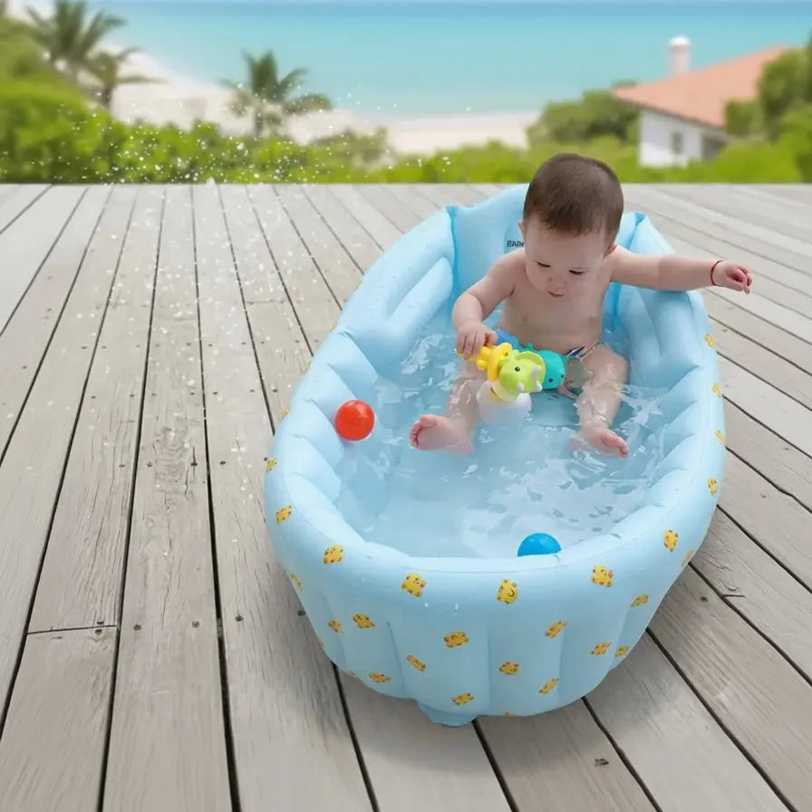 Inflatable Bathtub for Toddlers – Portable Collapsible Kids Baby Bath Tub with Air Pump Qstar 