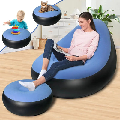 Inflatable Sofa with Foot Stool Air Lounger Set Scrollcart Qatar 