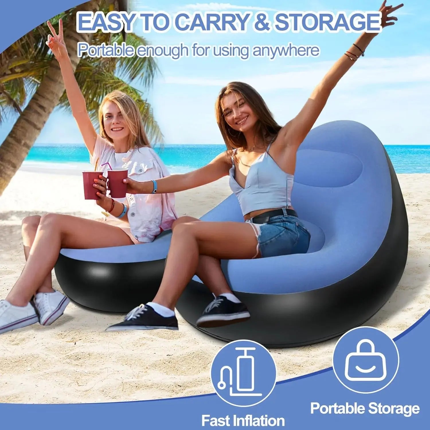 Inflatable Sofa with Foot Stool Air Lounger Set Scrollcart Qatar 