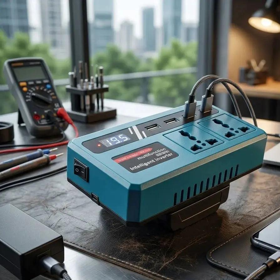 Intelligent 150W Power Inverter – 18V–21V Lithium Battery Adapter for AC & USB Scrollcart Qatar 