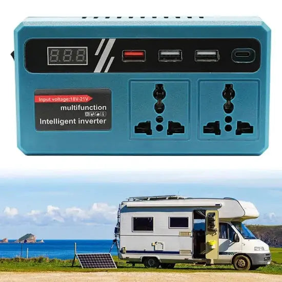 Intelligent 150W Power Inverter – 18V–21V Lithium Battery Adapter for AC & USB Scrollcart Qatar 