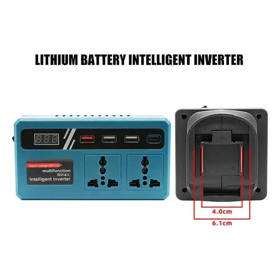 Intelligent 150W Power Inverter – 18V–21V Lithium Battery Adapter for AC & USB Scrollcart Qatar 
