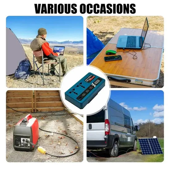 Intelligent 150W Power Inverter – 18V–21V Lithium Battery Adapter for AC & USB Scrollcart Qatar 