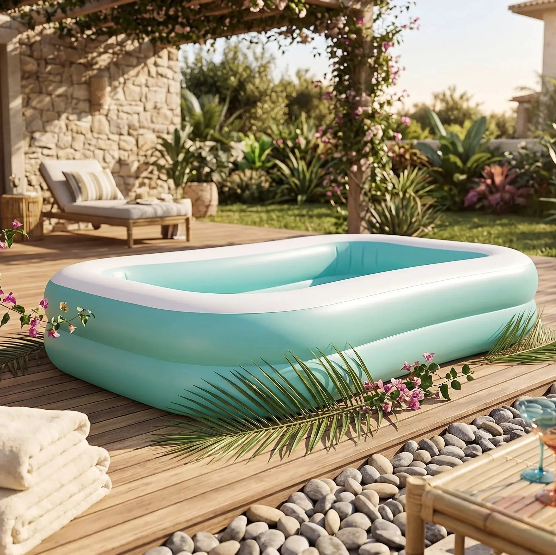Intex Inflatable Family Pool 2 Ring Kids Outdoor Garden Pool New Robinson 