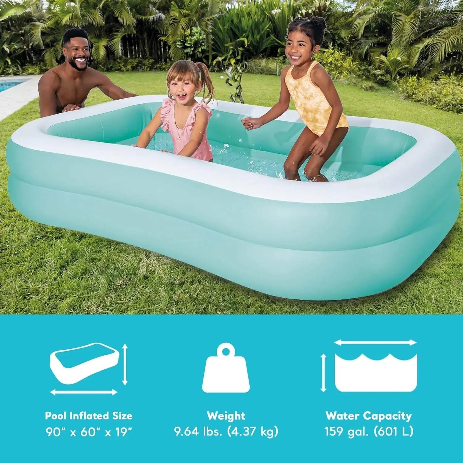 Intex Inflatable Family Pool 2 Ring Kids Outdoor Garden Pool New Robinson 