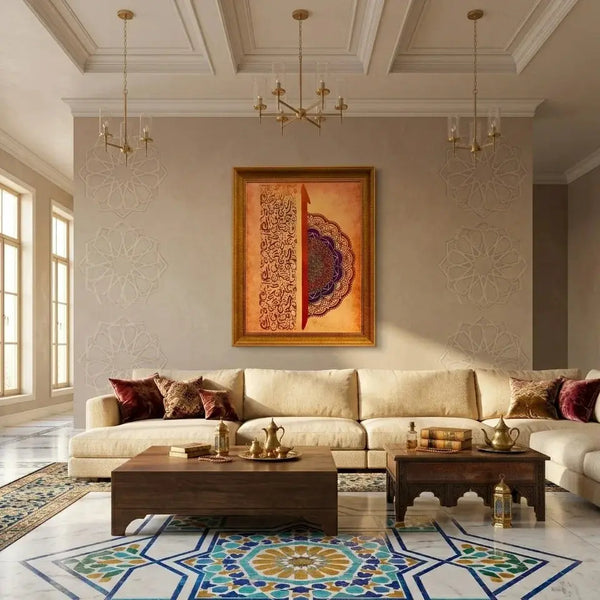 Islamic Calligraphy Wall Art with Mandala Design – Framed Arabic Decor Scrollcart Qatar 