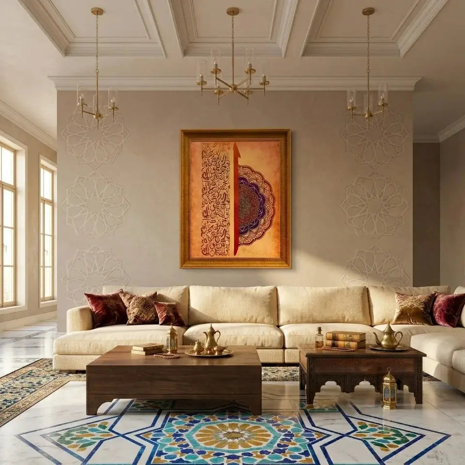 Islamic Calligraphy Wall Art with Mandala Design – Framed Arabic Decor Scrollcart Qatar 