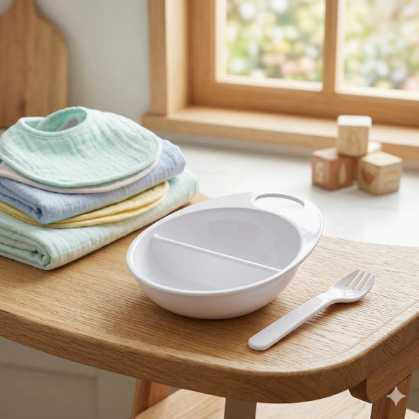 Kids Feeding Bowl With  Fork & Self-Feeding Cutlery Set Scrollcart Qatar 