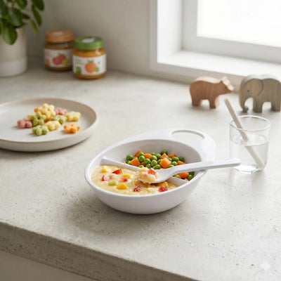 Kids Feeding Bowl With  Fork & Self-Feeding Cutlery Set Scrollcart Qatar 