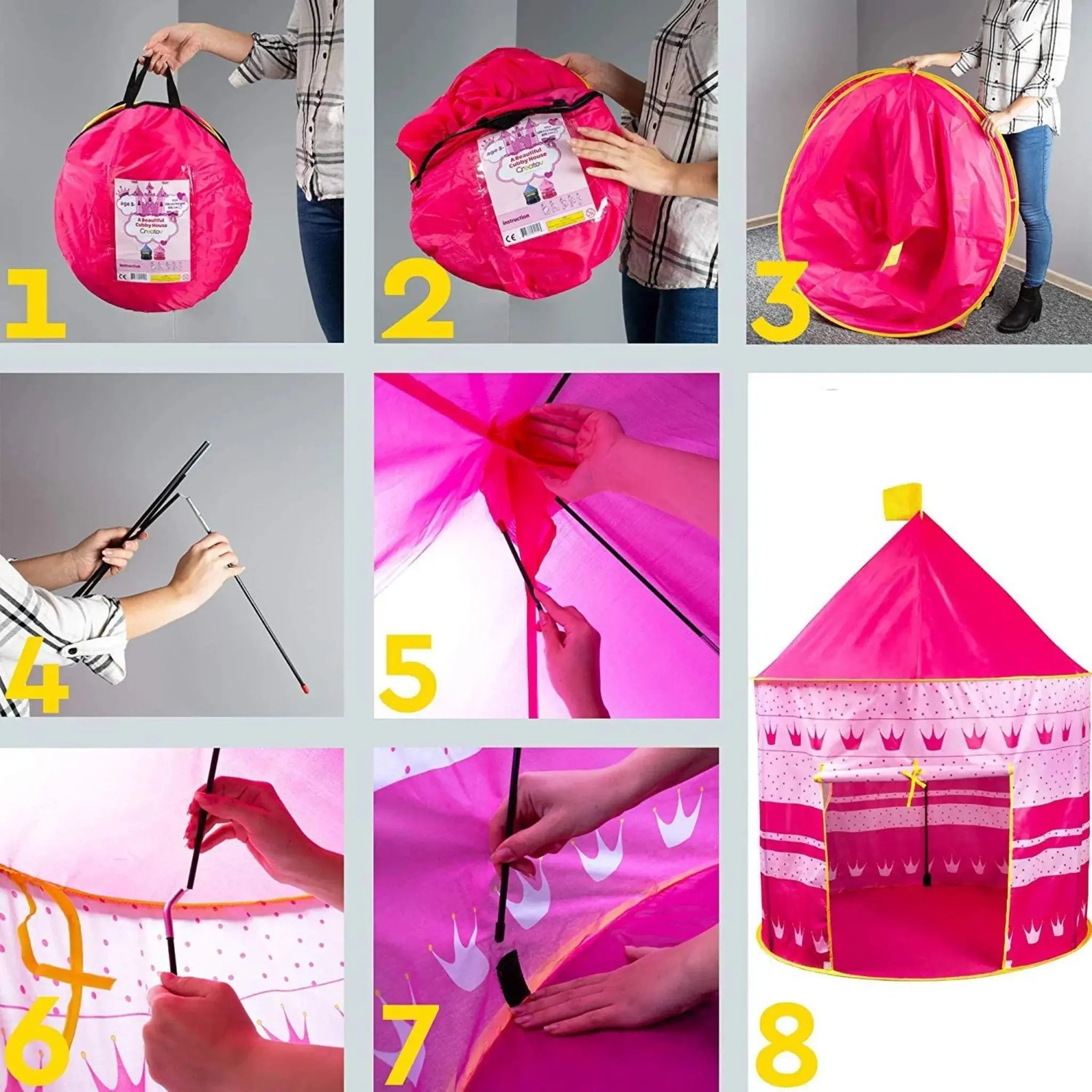 Kids Folding Pop-Up Play House Tent – Portable Castle Playhouse Scrollcart Qatar 