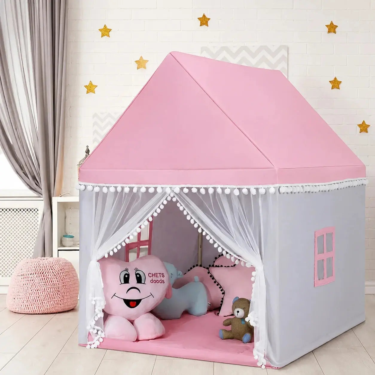 Kids Plastic Frame Playhouse Tent - Large Fairy Castle Play Tent Scrollcart Qatar 