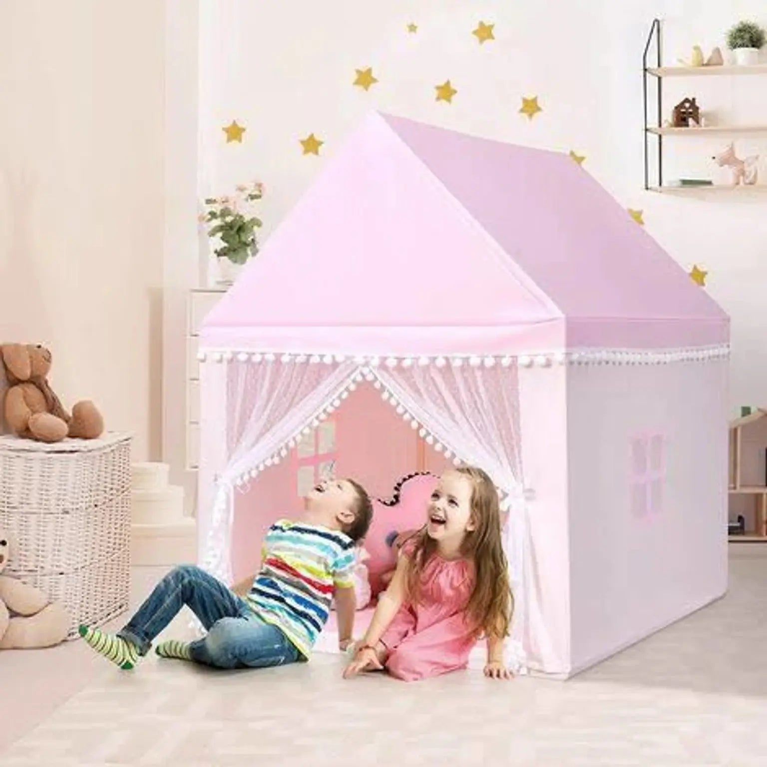 Kids Plastic Frame Playhouse Tent - Large Fairy Castle Play Tent Scrollcart Qatar 