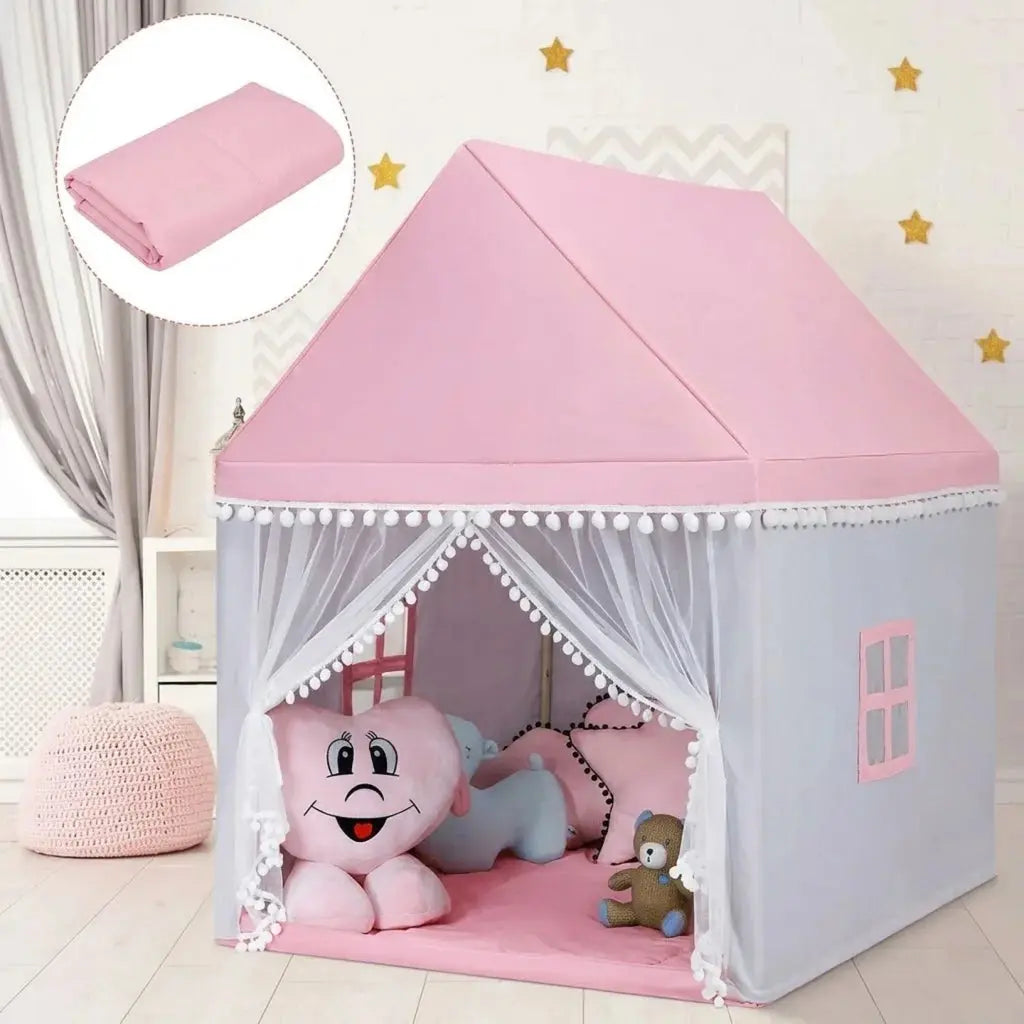 Kids Wooden Frame Playhouse Tent - Large Fairy Castle Play Tent Scrollcart Qatar 