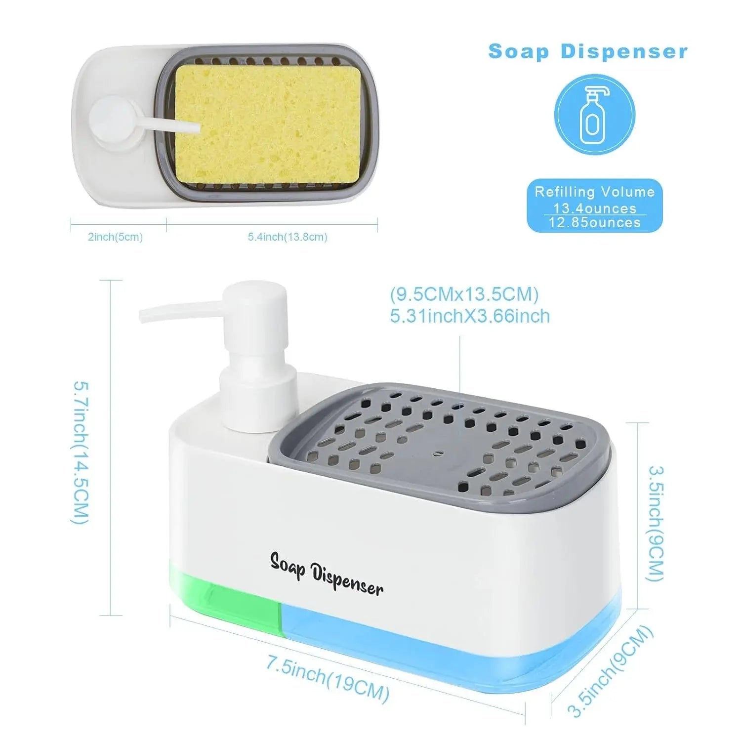 Kitchen Dish Washer-2-in-1 Hand & Dish Soap Dispenser Set