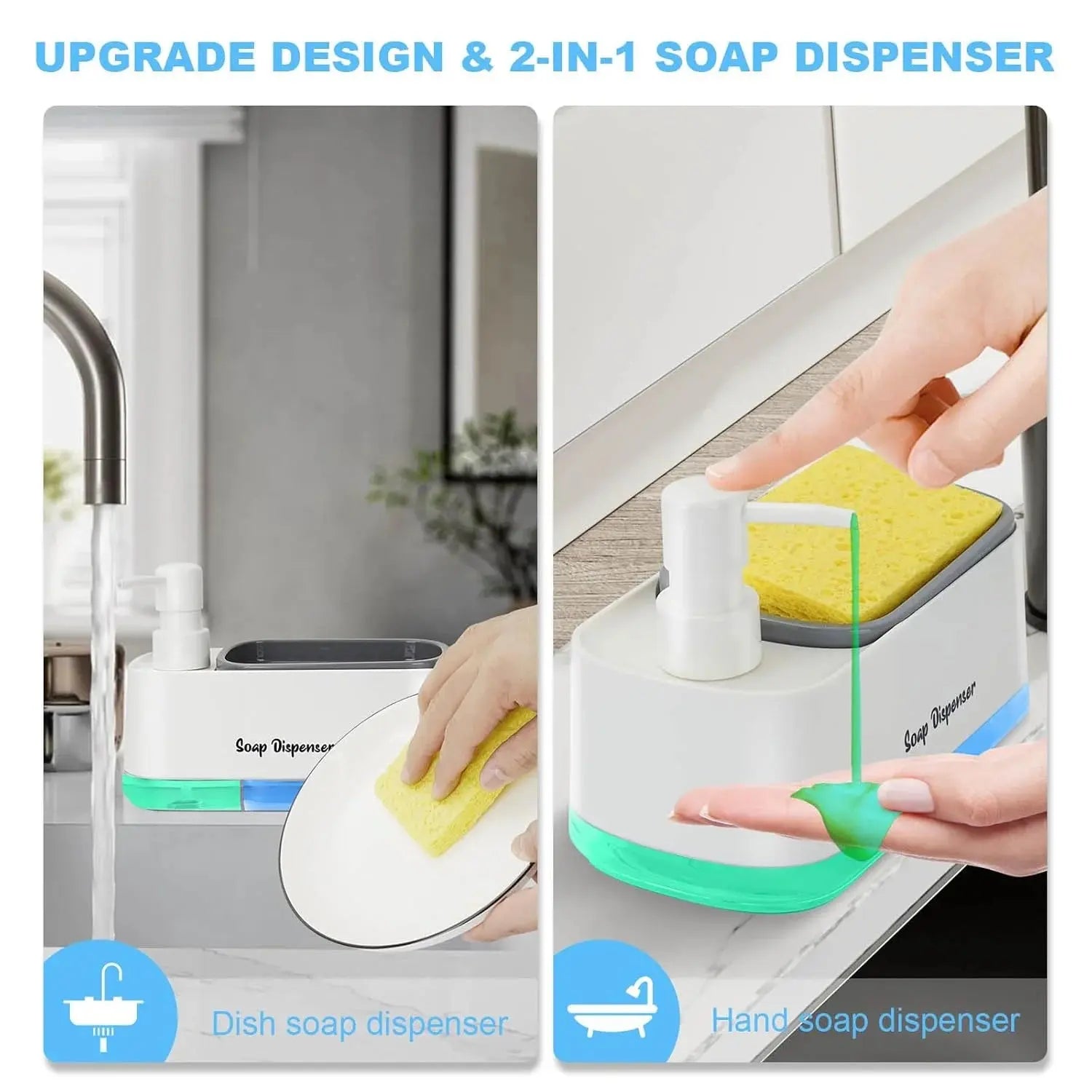 Kitchen Dish Washer-2-in-1 Hand & Dish Soap Dispenser Set