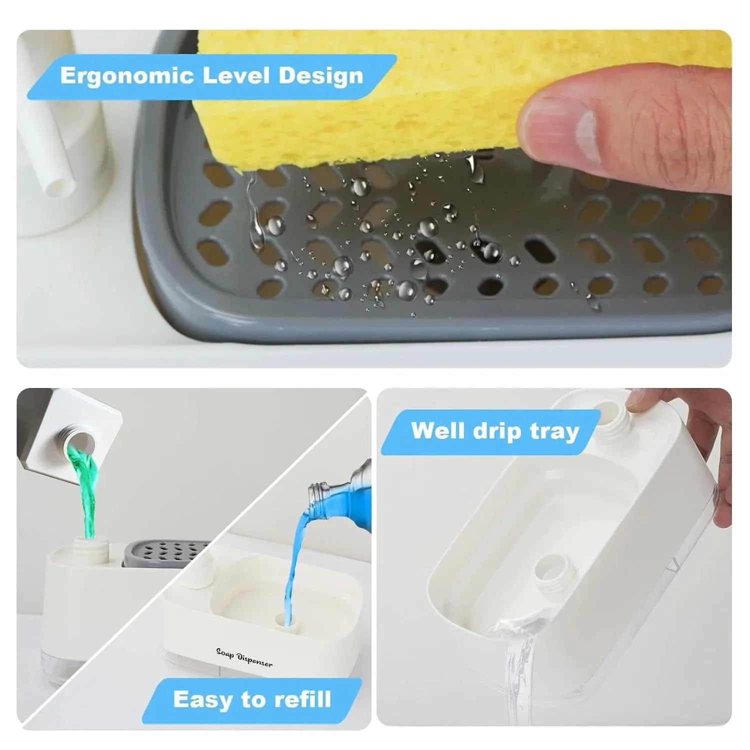 Kitchen Dish Washer-2-in-1 Hand & Dish Soap Dispenser Set