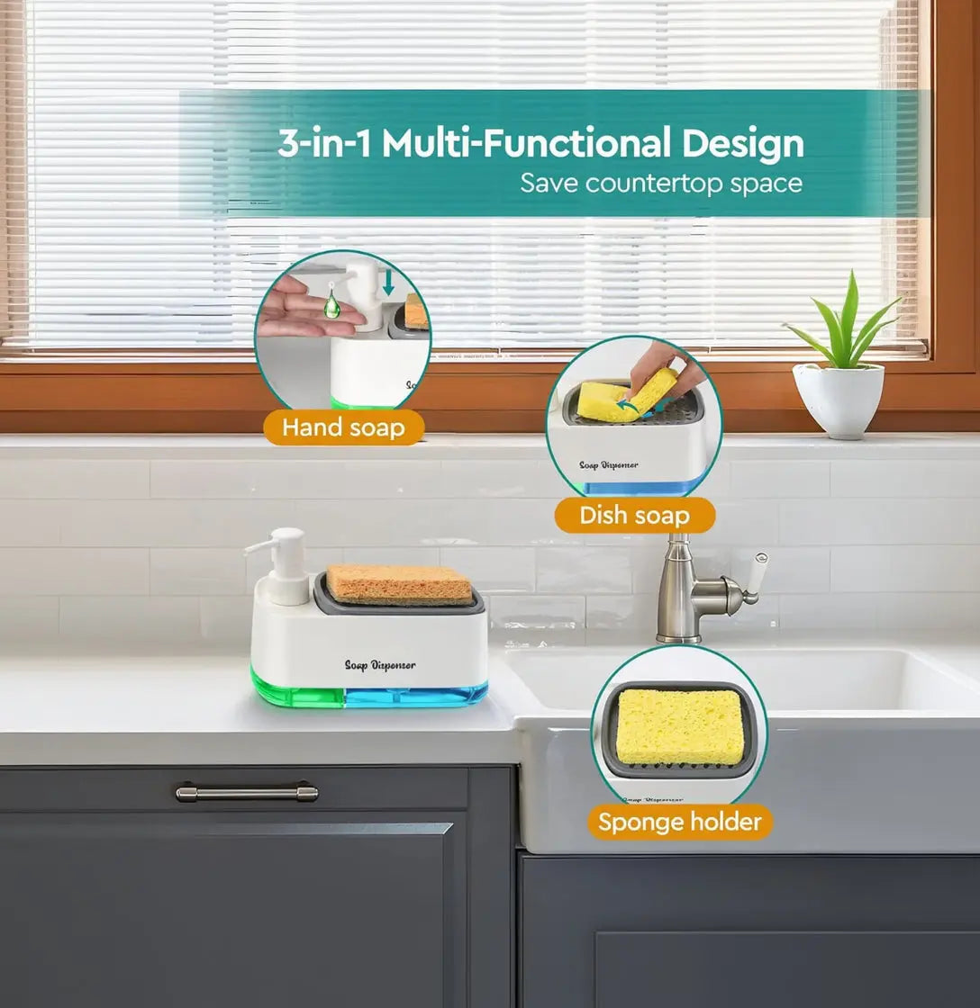Kitchen Dish Washer-2-in-1 Hand & Dish Soap Dispenser Set