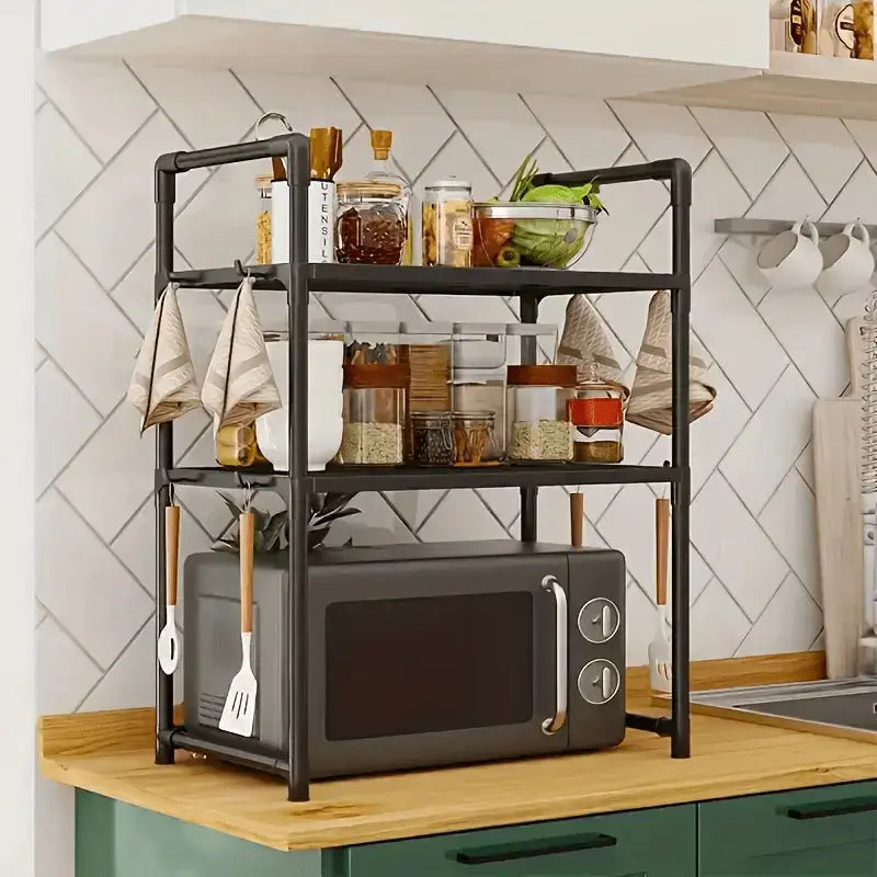 Kitchen Rack – Multipurpose Adjustable Storage Rack-Microwave oven Organizer Scrollcart Qatar 