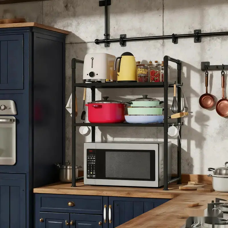 Kitchen Rack – Multipurpose Adjustable Storage Rack-Microwave oven Organizer Scrollcart Qatar 