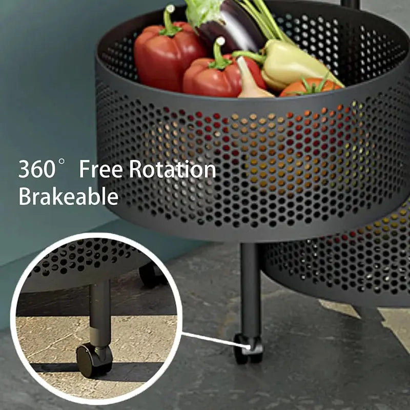 Kitchen Storage Rack - 4 tier 360 Free Rotation Brakeable