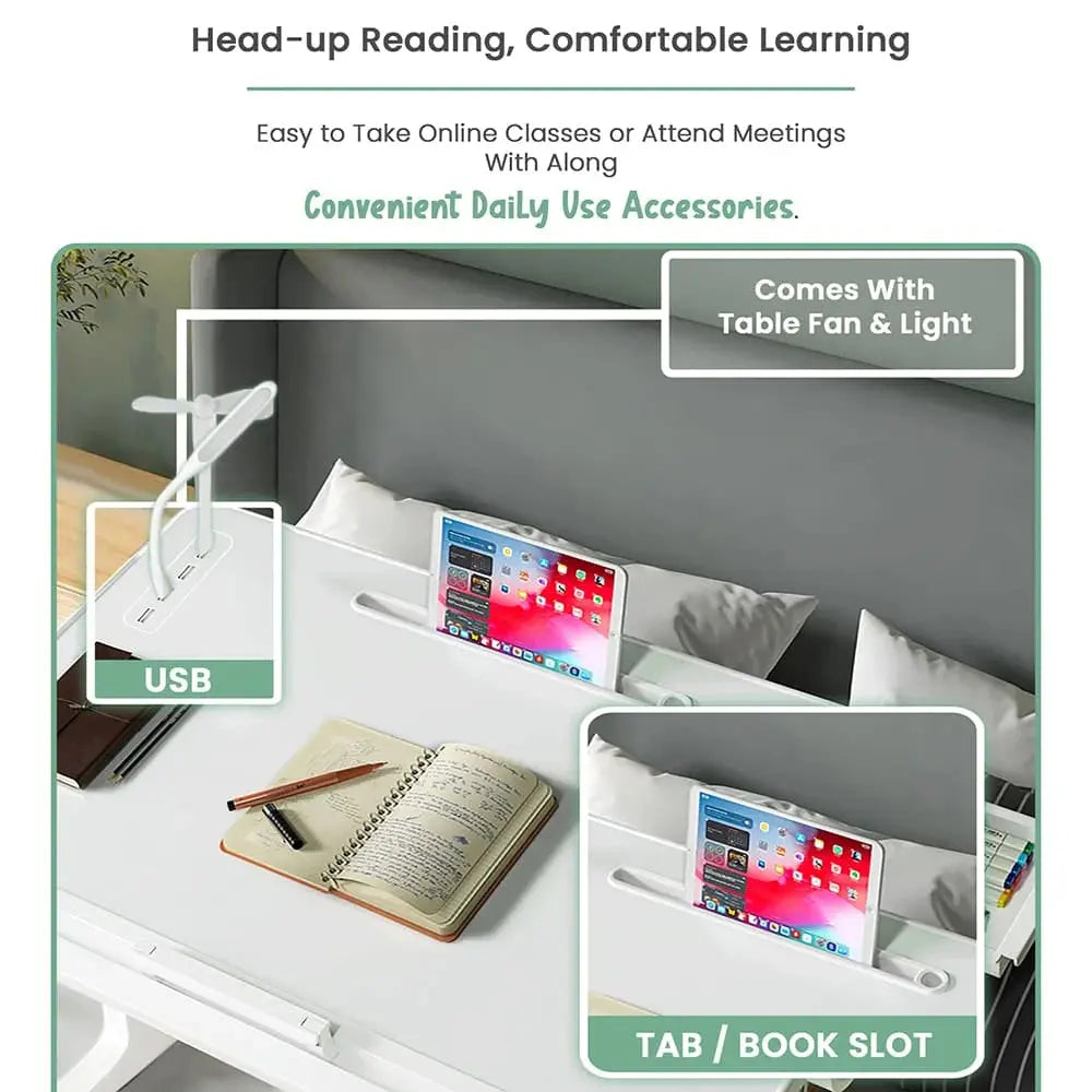 Adjustable Laptop Table Stand with Drawer – Foldable Bed Desk with USB Port Scrollcart Qatar 