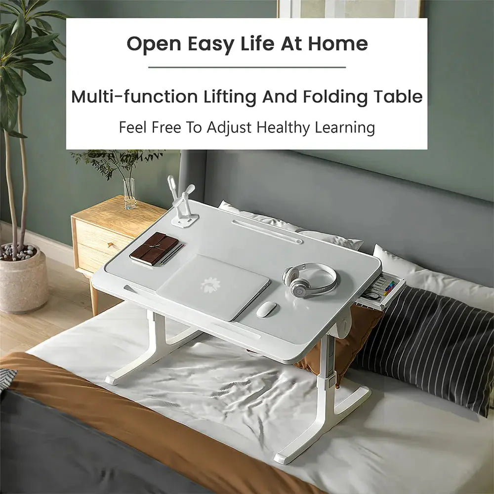 Adjustable Laptop Table Stand with Drawer – Foldable Bed Desk with USB Port Scrollcart Qatar 