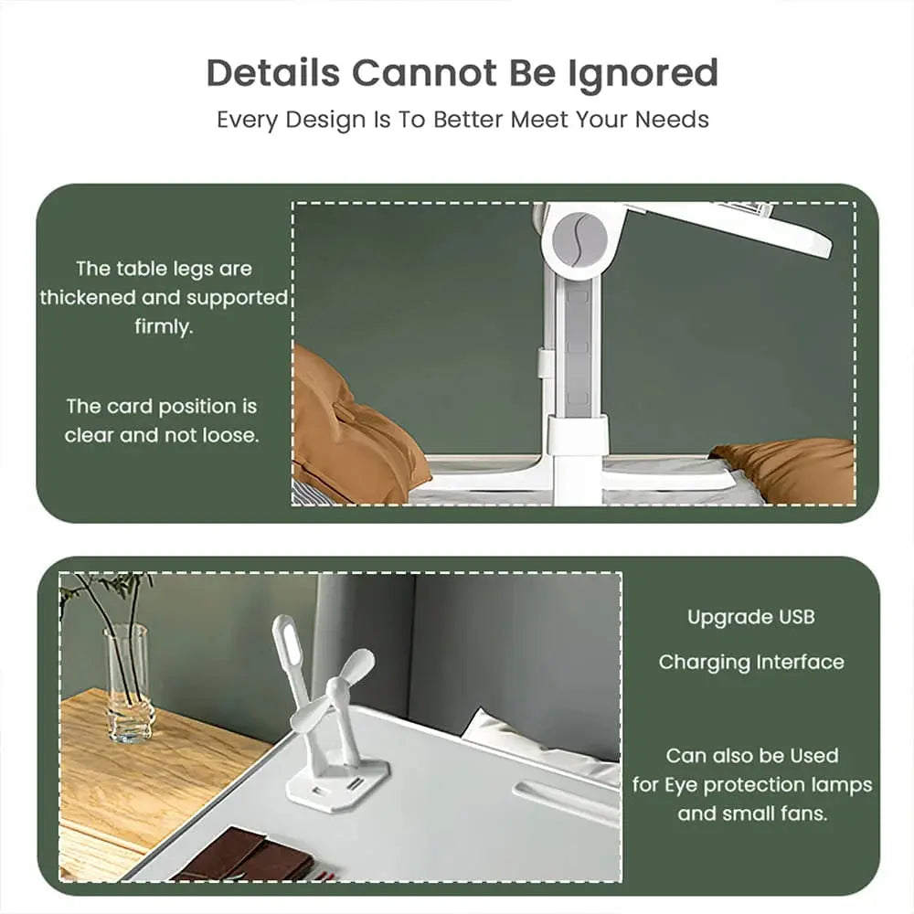 Adjustable Laptop Table Stand with Drawer – Foldable Bed Desk with USB Port Scrollcart Qatar 