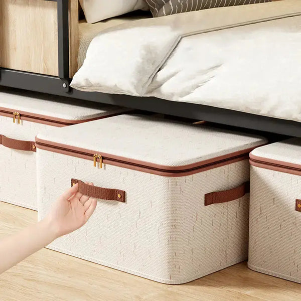 Large Capacity Foldable Clothes Storage Box with Zipper & Lids Scrollcart Qatar 