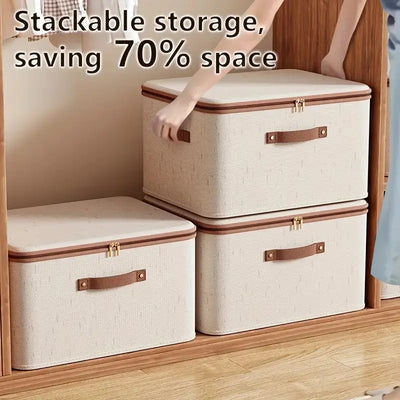 Large Capacity Foldable Clothes Storage Box with Zipper & Lids Scrollcart Qatar 