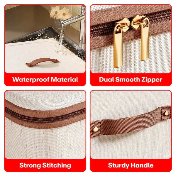 Large Capacity Foldable Clothes Storage Box with Zipper & Lids Scrollcart Qatar 