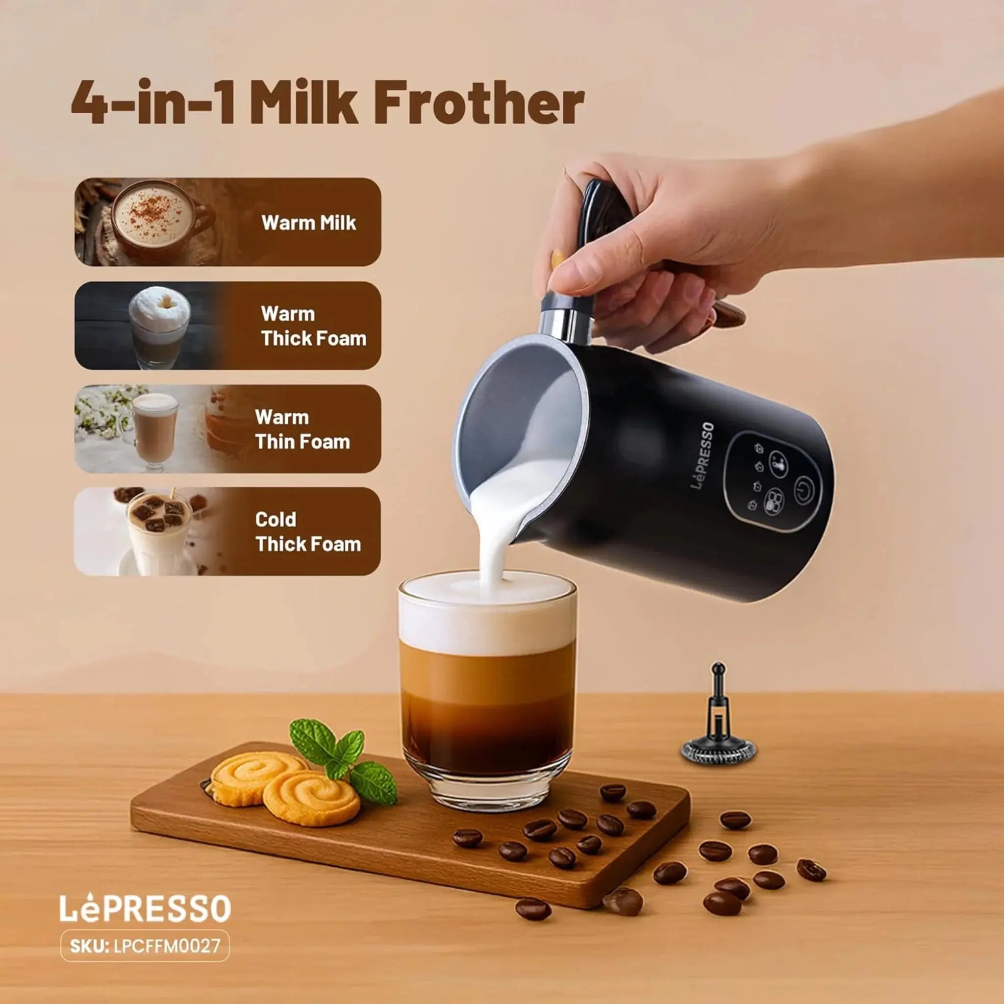 LePresso Four Froth Milk Frother | Hot & Cold Foam Qatar