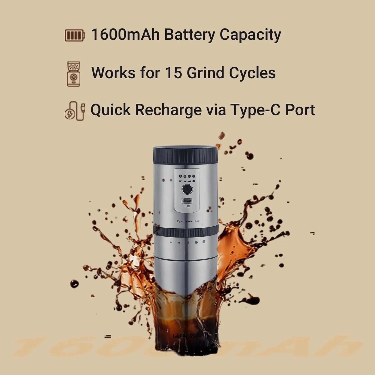 LePresso Portable Espresso Maker with Burr Grinder – 250ml Scrollcart Qatar 