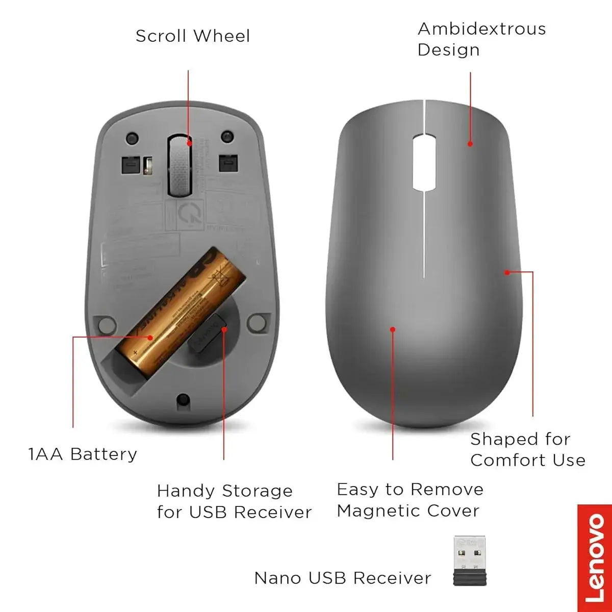 Lenovo 540 USB-C Wireless Compact Mouse Doha Qatar