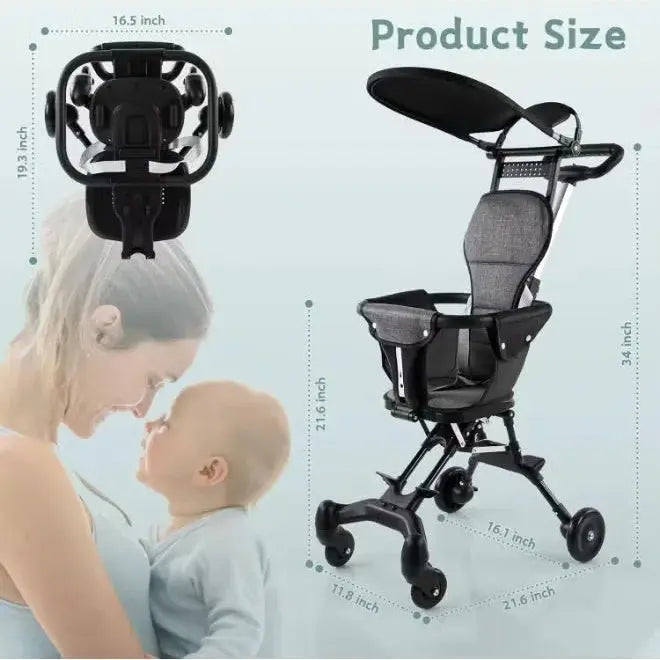 Lightweight Foldable Baby Stroller for Travel – Cabin-Friendly Trolley Pram (Up to 4 Years) United 
