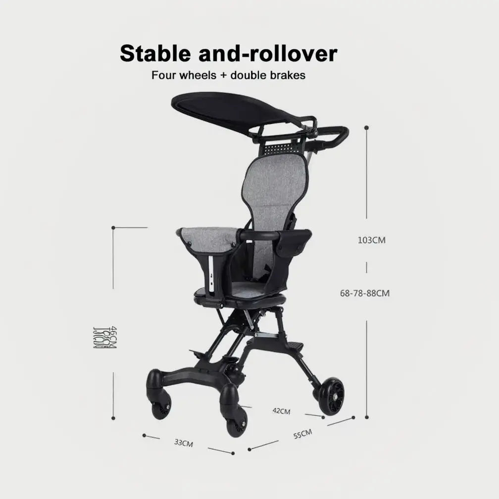 Lightweight Foldable Baby Stroller for Travel – Cabin-Friendly Trolley Pram (Up to 4 Years) United 