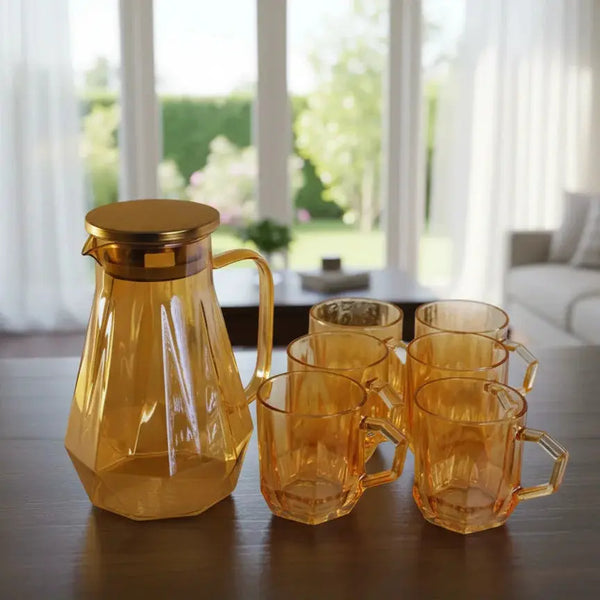 Luxurious Glass Pitcher Set with Gold Lid Price Doha Qatar